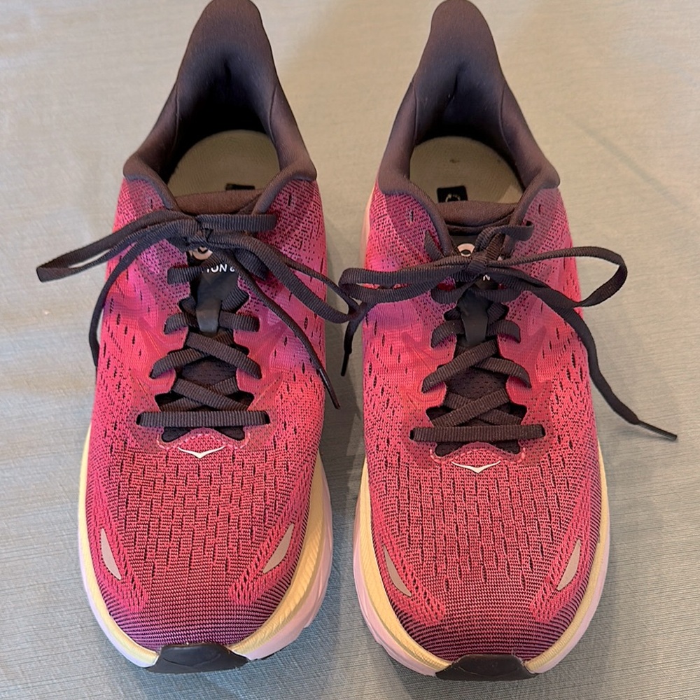 Hoka Womens W Clifton 8 Blue Graphite/Ibis rose sneakers size 10.5